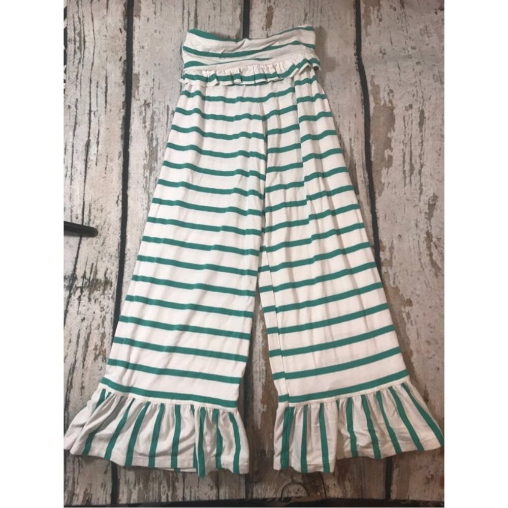 Sweethoney Green Stripe Ruffle Pants